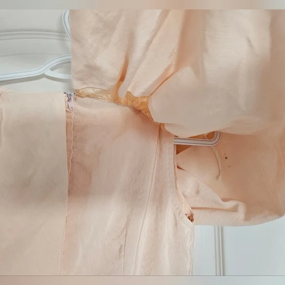 Vintage Handmade 80s Prom Peach Taffeta Party Dress - Picture 6 of 15